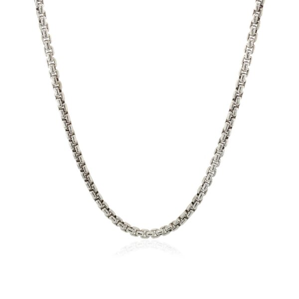 Sterling Silver Rhodium Plated Round Box Chain (2.20 mm) - Image 2