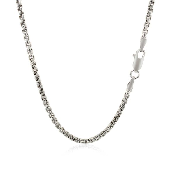 Sterling Silver Rhodium Plated Round Box Chain (2.20 mm) - Image 3