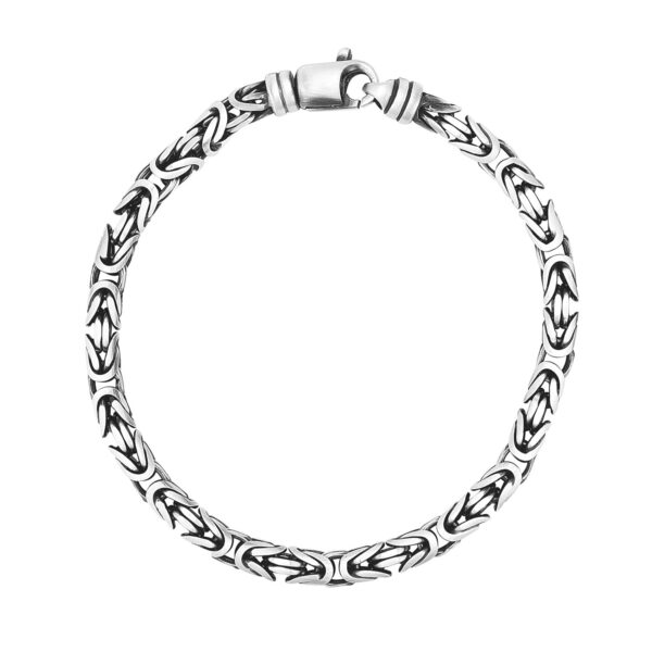 Sterling Silver Gunmetal Finish Byzantine Chain Bracelet (5.00 mm) - Image 2