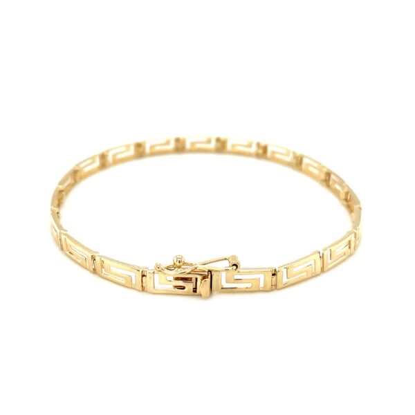 14k Yellow Gold Greek Fret Design Fancy Bracelet (3.30 mm) - Image 2