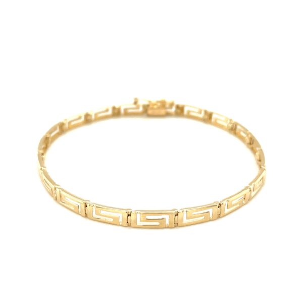 14k Yellow Gold Greek Fret Design Fancy Bracelet (3.30 mm) - Image 3
