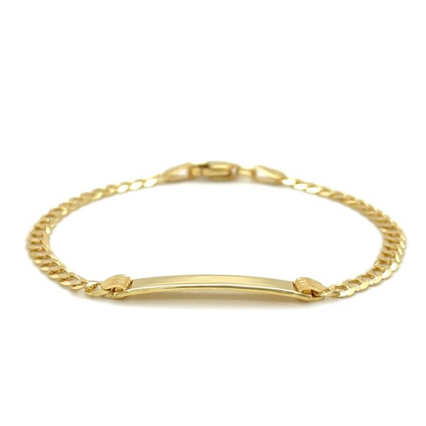 14k Yellow Gold Curb Link Style Childrens ID Bracelet (3.30 mm) - Image 2