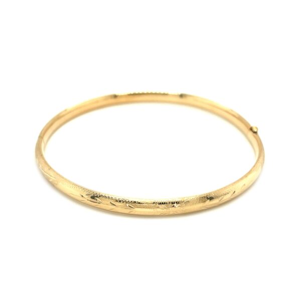 14k Yellow Gold Dome Florentine Design Bangle (5.00 mm) - Image 2