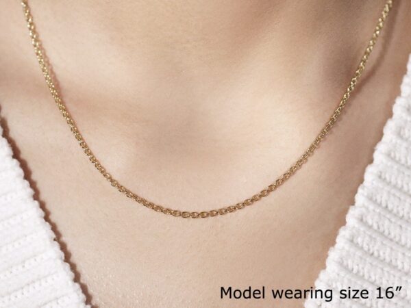 14k Yellow Gold Round Cable Link Chain (1.9 mm) - Image 5