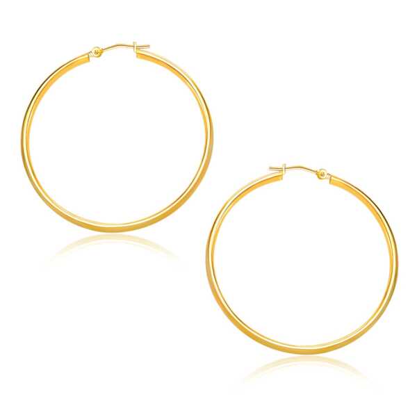 10k Yellow Gold Polished Hoop Earrings (1.5x30mm)