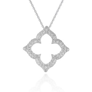 14k White Gold Diamond Cut-out Flower Pendant (1/3 cttw)
