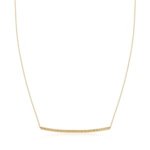 14k Yellow Gold Thin Textured Bar Necklace