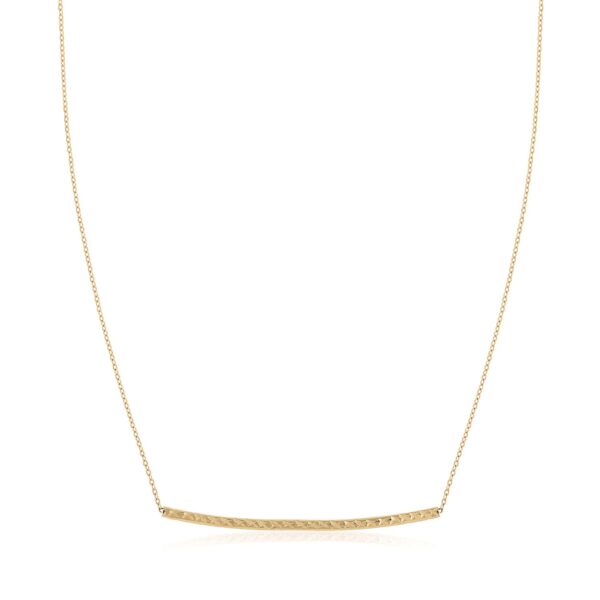 14k Yellow Gold Thin Textured Bar Necklace