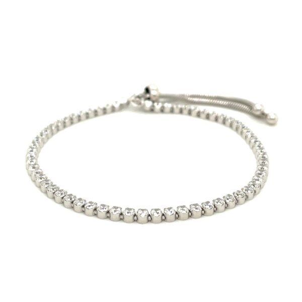 Adjustable Tennis Style Bracelet with Cubic Zirconia in Sterling Silver(4.00 mm) - Image 2