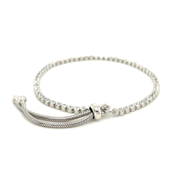 Adjustable Tennis Style Bracelet with Cubic Zirconia in Sterling Silver(4.00 mm) - Image 3