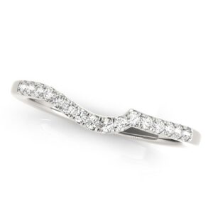 14k White Gold Curved Style Pave Diamond Wedding Ring (1/6 cttw)