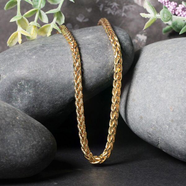 4.1mm 14k Yellow Gold Diamond Cut Round Franco Chain - Image 4