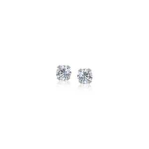 14k White Gold White Cubic Zirconia Stud Earrings(2mm)