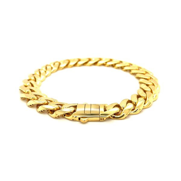 14k Yellow Gold Polished Curb Chain Bracelet (11.50 mm) - Image 3