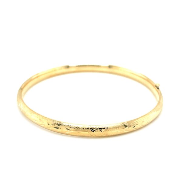 10k Yellow Gold Botanical Pattern Florentine Bangle (5.00 mm) - Image 2