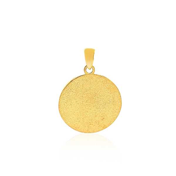 14k Two Tone Gold Round Textured Religious Medal Pendant - Image 2