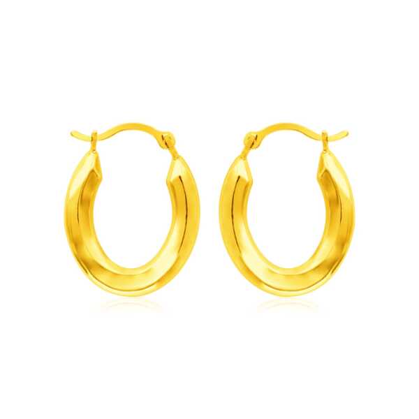 14k Yellow Gold Polished Oval Hoop Earrings