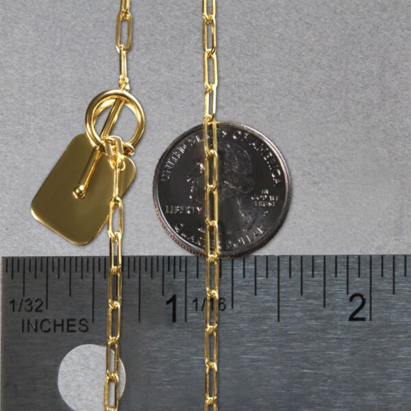 14k Yellow Gold Paperclip Chain Necklace with Rounded Rectangle Pendant - Image 4