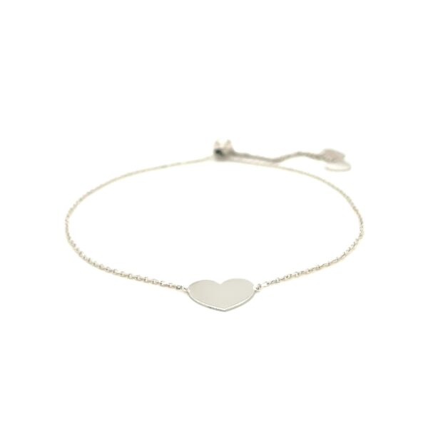 14k White Gold Adjustable Heart Bracelet (0.90 mm) - Image 2