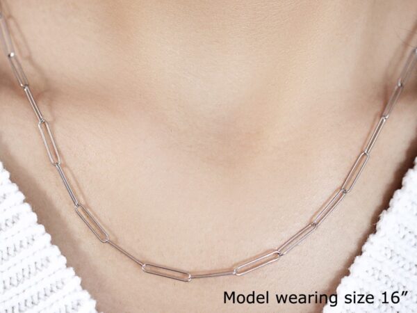 14k White Gold Wire Paperclip Chain (2.7 mm) - Image 5