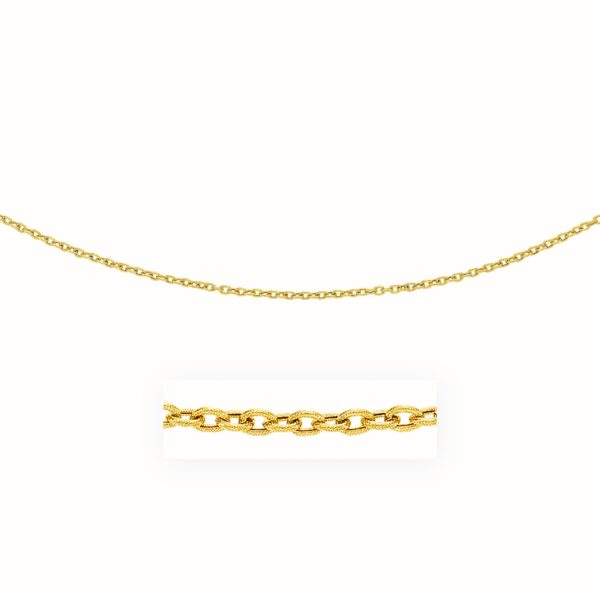 14k Yellow Gold Pendant Chain with Textured Links (3.3 mm)
