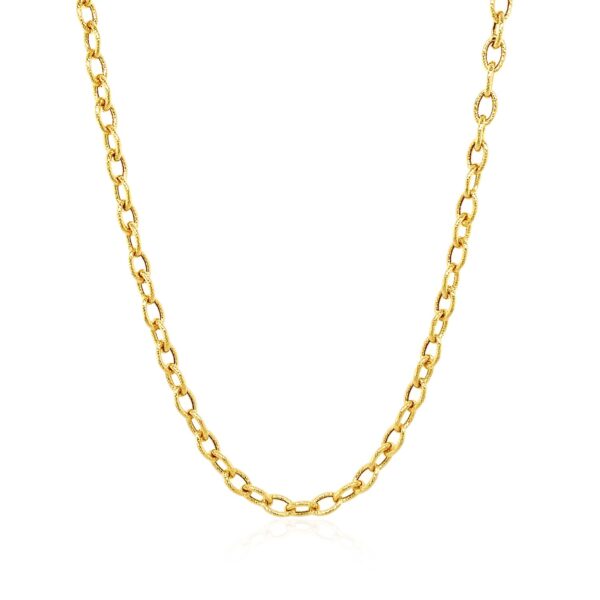 14k Yellow Gold Pendant Chain with Textured Links (3.3 mm) - Image 2
