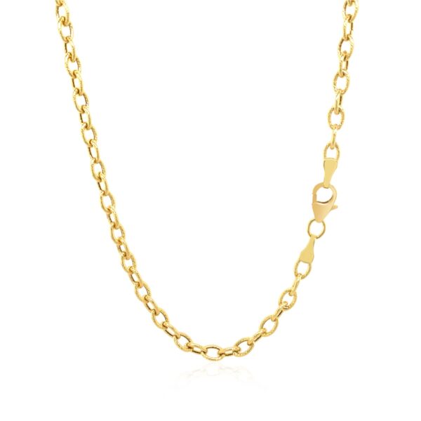 14k Yellow Gold Pendant Chain with Textured Links (3.3 mm) - Image 3