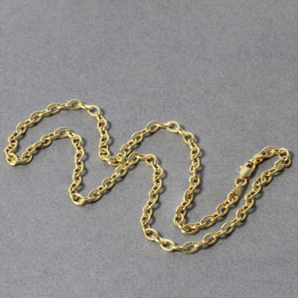 14k Yellow Gold Pendant Chain with Textured Links (3.3 mm) - Image 5