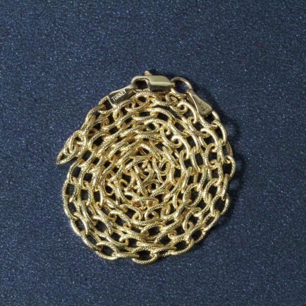 14k Yellow Gold Pendant Chain with Textured Links (3.3 mm) - Image 6