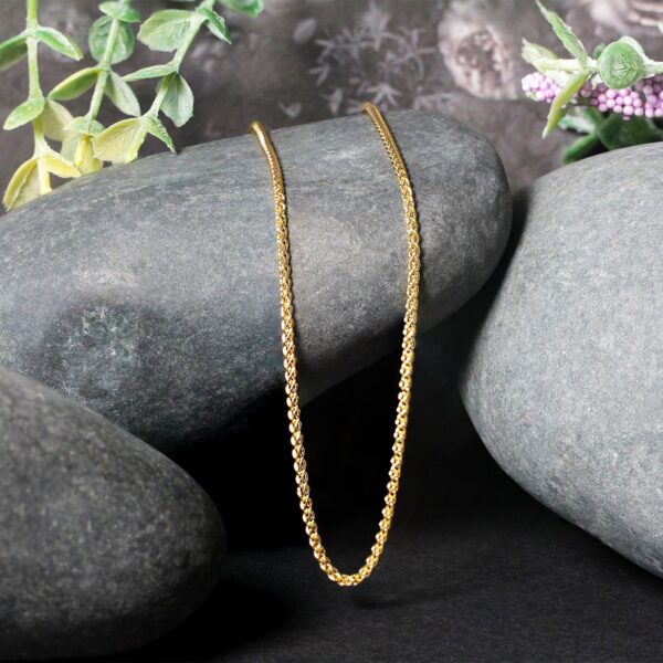 14k Yellow Gold Round Wheat Chain (1.5 mm) - Image 4