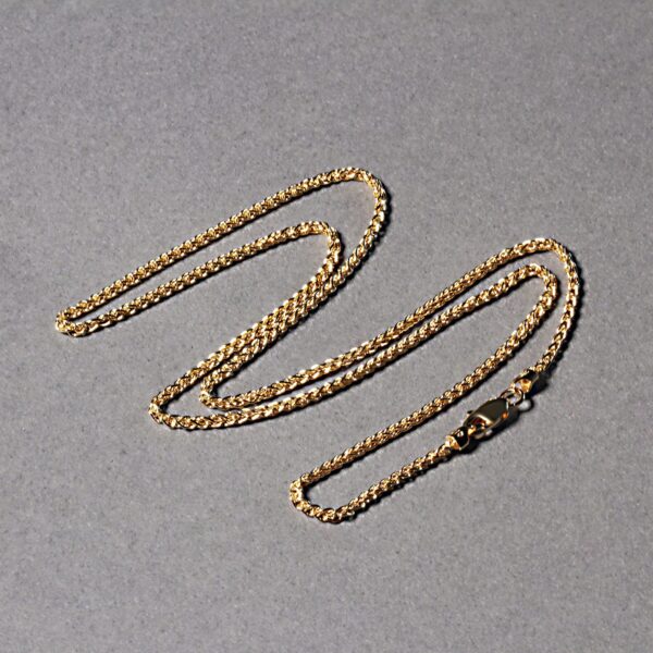 14k Yellow Gold Round Wheat Chain (1.5 mm) - Image 6