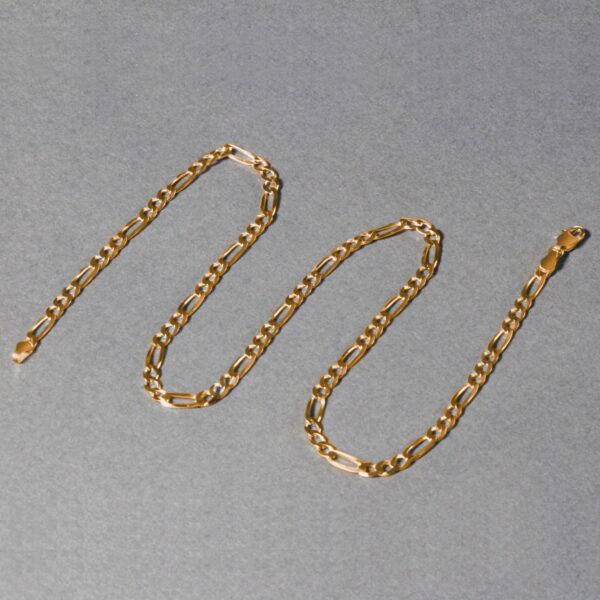 14k Yellow Gold Solid Figaro Chain (3.80 mm) - Image 4