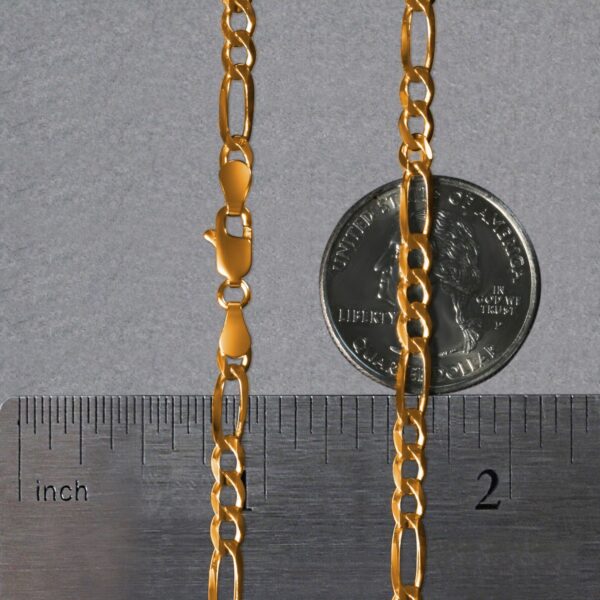14k Yellow Gold Solid Figaro Chain (3.80 mm) - Image 6