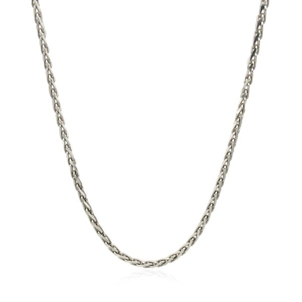 Sterling Silver Rhodium Plated Wheat Chain (2.20 mm) - Image 2