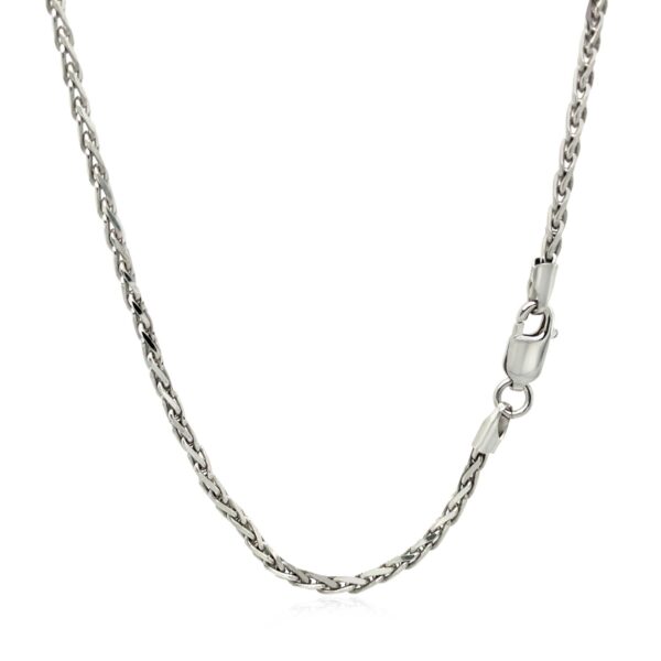 Sterling Silver Rhodium Plated Wheat Chain (2.20 mm) - Image 3