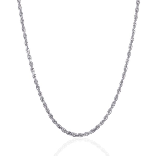 14k White Gold Solid Diamond Cut Rope Chain (3.00 mm) - Image 2