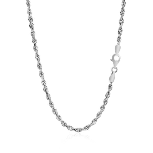 14k White Gold Solid Diamond Cut Rope Chain (3.00 mm) - Image 6