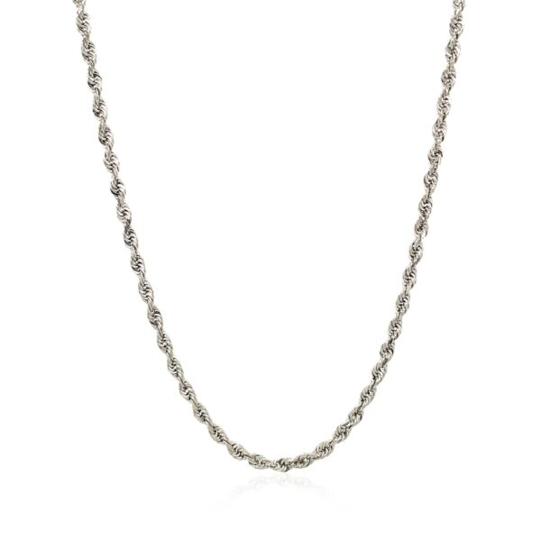 14k White Gold Solid Diamond Cut Rope Chain (2.50 mm) - Image 2