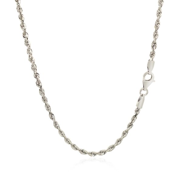 14k White Gold Solid Diamond Cut Rope Chain (2.50 mm) - Image 6
