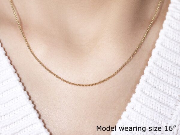 14k Yellow Gold Round Cable Link Chain (1.5 mm) - Image 4