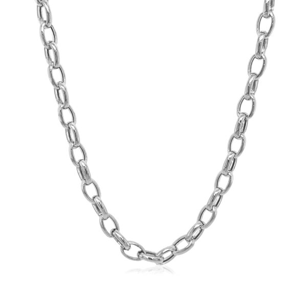 14k White Gold Oval Rolo Chain (4.6 mm) - Image 2