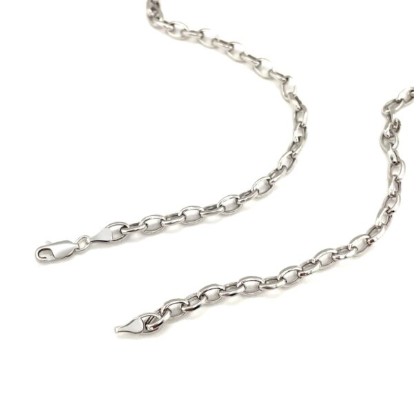 14k White Gold Oval Rolo Chain (4.6 mm) - Image 3