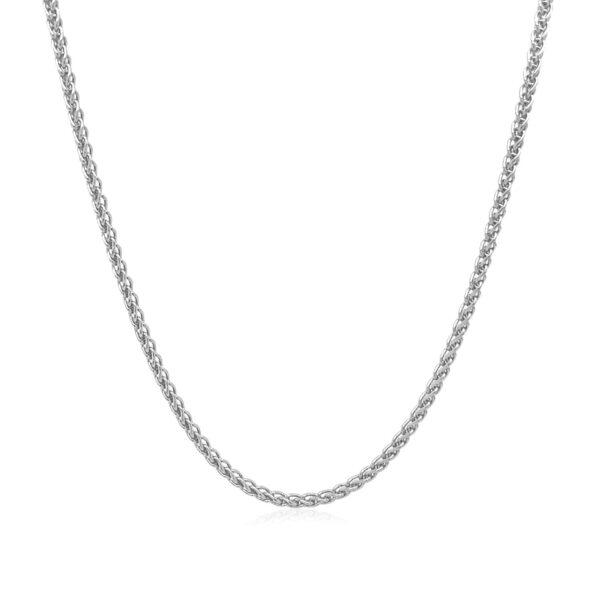 14k White Gold Round Wheat Chain (1.5 mm) - Image 2