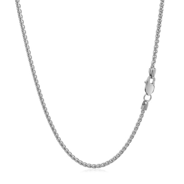 14k White Gold Round Wheat Chain (1.5 mm) - Image 3