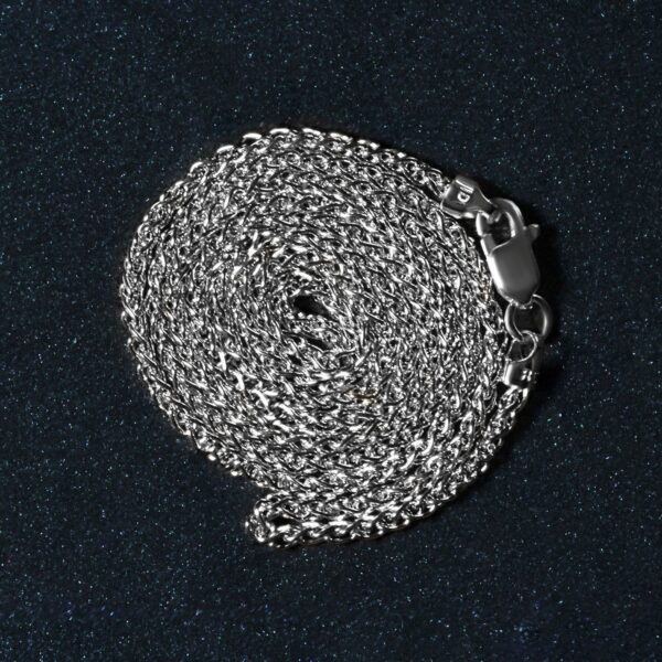 14k White Gold Round Wheat Chain (1.5 mm) - Image 6
