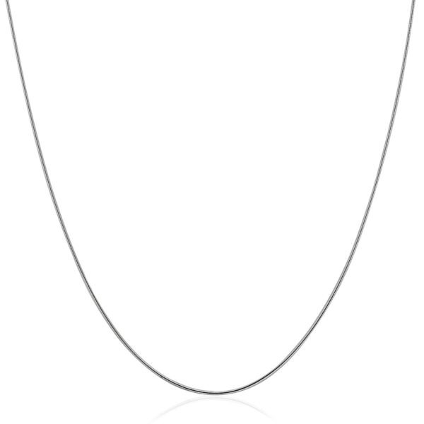 14k White Gold Thin Motif Round Omega Necklace - Image 2