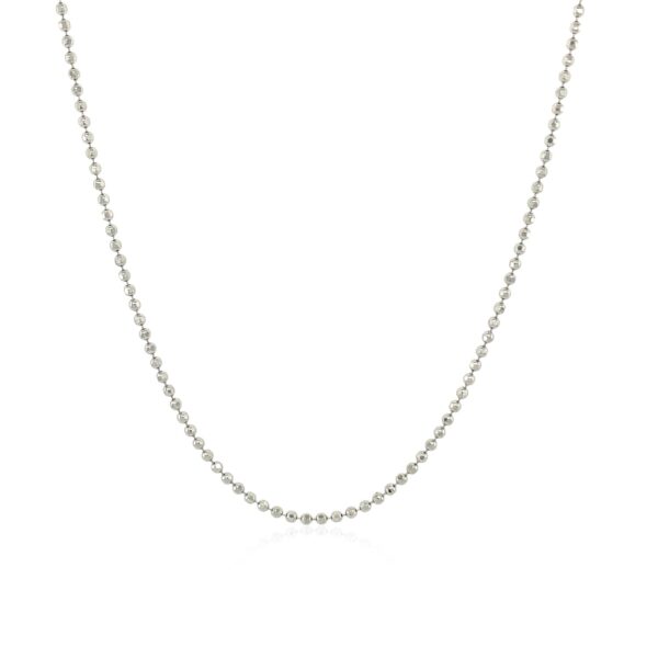 14k White Gold Diamond-Cut Bead Chain (1.10 mm) - Image 3