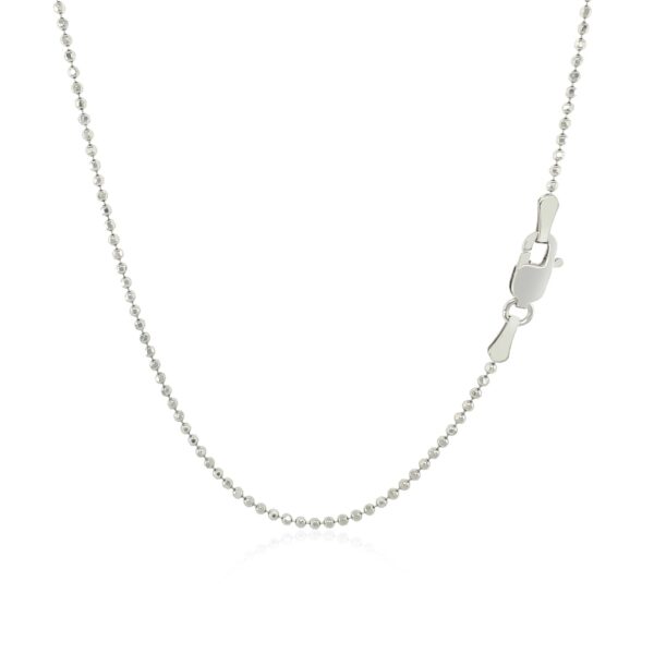 14k White Gold Diamond-Cut Bead Chain (1.10 mm) - Image 4