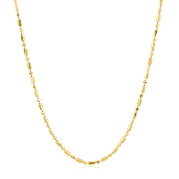 14k Yellow Gold Diamond-Cut Alternating Bead Chain (1.30 mm) - Image 2