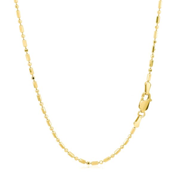 14k Yellow Gold Diamond-Cut Alternating Bead Chain (1.30 mm) - Image 3